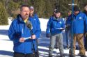 DWR spokesperson Chris Orrock at second manual snowpck reading near Lake Tahoe