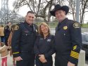 Calaveras County Sheriff Department deputy hiring and promotions ceremony (right to left) Sgt. Anthony Eberhardt, Suwannee Stoner and Sheriff Rick DiBasilio