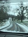 Pool Station Rd approaching Hwy 4 during morning snow Feb 5 2019