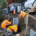 Caltrans crew works on retaining wall installation on Hwy 26 part of the Feb 14 2019 post storm repairs