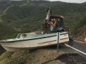 Caltrans removes litter boat abandoned on Hwy 49 Tuolumne County