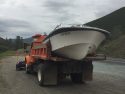Caltrans removes litter boat abandoned on Hwy 49 Tuolumne County