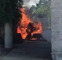Cart and vehicle fire at Crossroads Shopping Center