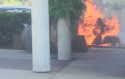 Cart and vehicle fire at Crossroads Shopping Center