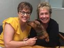 Derby participant Lindsey Brewer, Cooper the Dachshund and Derby Organizer Sandi Romena