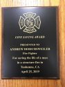 Plaque awarded to Andrew “Riley” Derichsweiler