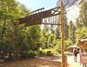 Curry Village sign uncovered after Half Dome Villega temporary banner removed July 15 2019