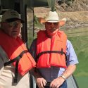 Mother Lode Supervisors Karl Rodefer and Dennis Mills touring algal bloom Aug 1 2019