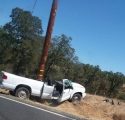 Pickup versus a power pole in Copperopolis