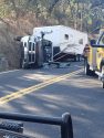 Truck rolls over on HWY 49 blocking roadway