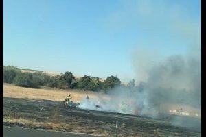 Lovers Fire burning along HWY 108 near Knights Ferry