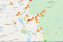 PG&E map of Mother Lode outages as of 4 p.m.