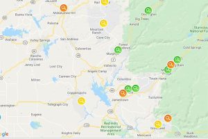 PGE map of Mother Lode outages as of 7 p.m. Friday