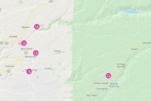 PG&E map of remain PSPS in Calaveras County
