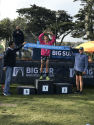 Broen Holman at podium after setting 5K World Record for 13-year-olds in Monterey Nov 10 2019