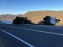 Semi on its side along Parrotts Ferry Road