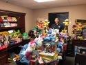 CHP Sonora Unit's Officer Steve Machado with toys from CHIPS for Kids Toy Drive 2019