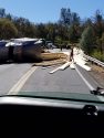 Overturned semi that spilled its load of lumber on O'Byrnes Ferry Road