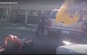 Police officer with a taser in hand negotiating with the suspect to drop the knife