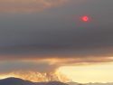 Walker Fire with a red sun