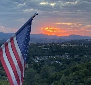 United States Flag Flies In The Mother Lode