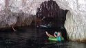 Natural Bridges visitors swimming and floating