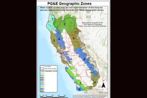 PG&E Geographic Zones map for PSPS