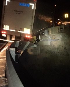 Damage to guardrail on the O'Byrnes Ferry Road Bridge