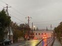 PG&E power pole on fire on Stewart Street in downtown Sonora