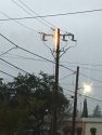 PG&E power pole on fire on Stewart Street in downtown Sonora