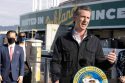 Governor Gavin Newsom Outside Oakland Vaccination Site