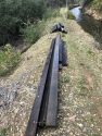 Lumber thrown into flume