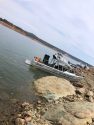 Calaveras County Sheriff’s office Marine Safety division boat at the scene of the drowning