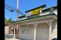 Graffiti tagged on the Subway sandwich shop in downtown Sonora