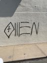 Graffiti writing on wall in downtown Sonora