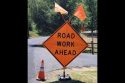Road work ahead sign
