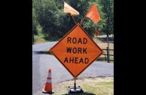 Road work ahead sign