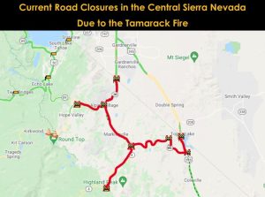 Tamarack Fire Road Closures (In Red)