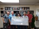 MOW Radiothon Check (Right to Left): KZSQ/Star 92.7 Morning Café DJ Mark Grauer, MOW Co-chair Stan Forrest, CEO Sierra Senior Providers, Inc. Kristi Conforti, MOW Co-chair Ron Patel, and SAF Executive Director Darrell Slocum