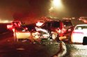 Crash on Mono Way in the Peppery Restaurant parking lot
