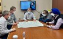 MTMC leaders review plans for the Betty Higgins Surgery Center. L to R: William Glover, Gary Arvin, Doug Archer, Pardeep Athwal MD and Charanjit "CJ" Singh.