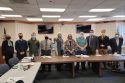 SSonora City Council members and Tuolumne County Supervisors special meeting 12-17-21 (left to Right) Council members Ann Segerstrom and Mark Plummer, Supervisors Anaiah Kirk, David Goldemberg and Kathleen Haff, Sonora Council member Colette Such and Mayor Matt Hawkins, Supervisors Chair Ryan Campbell and Jaron Brandon, and council member Jim Garaventa