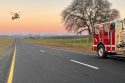 Air ambulance landing at Highway 108/120 crash scene near Rushing Mountain Lookout Road on the Tuolumne County line