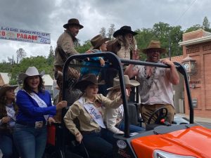 Coyote Sam and crew, and queen contestants, arrive in downtown Sonora