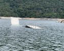 Dock Flips Over At Beardsley Reservoir