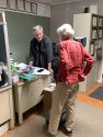 Dr. Catherine Ann Tauber and Foothill-Sierra Pest Control Owner Jim Tassano checking out the larva specimen