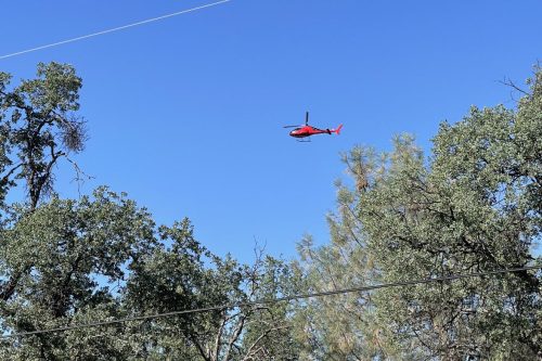Helicopter checking PG&E power lines in the Jamestown area this morning