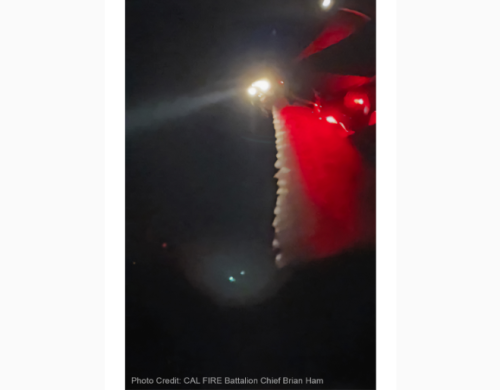 CAL Fire Hawk flies at night during Electra Fire