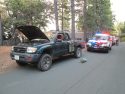One of the vehicle's whose driver was arrested for unauthorized entry into a disaster area.