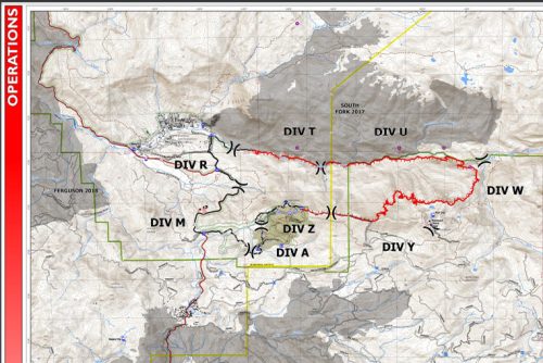 Operations map for the Washburn Fire 7-16-22